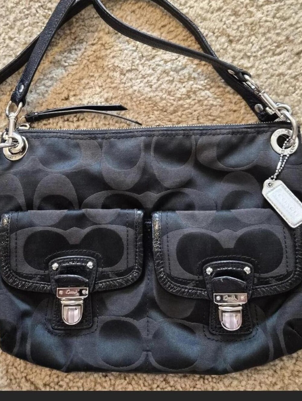 Coach Black Signature Pocket Crossbody Bag